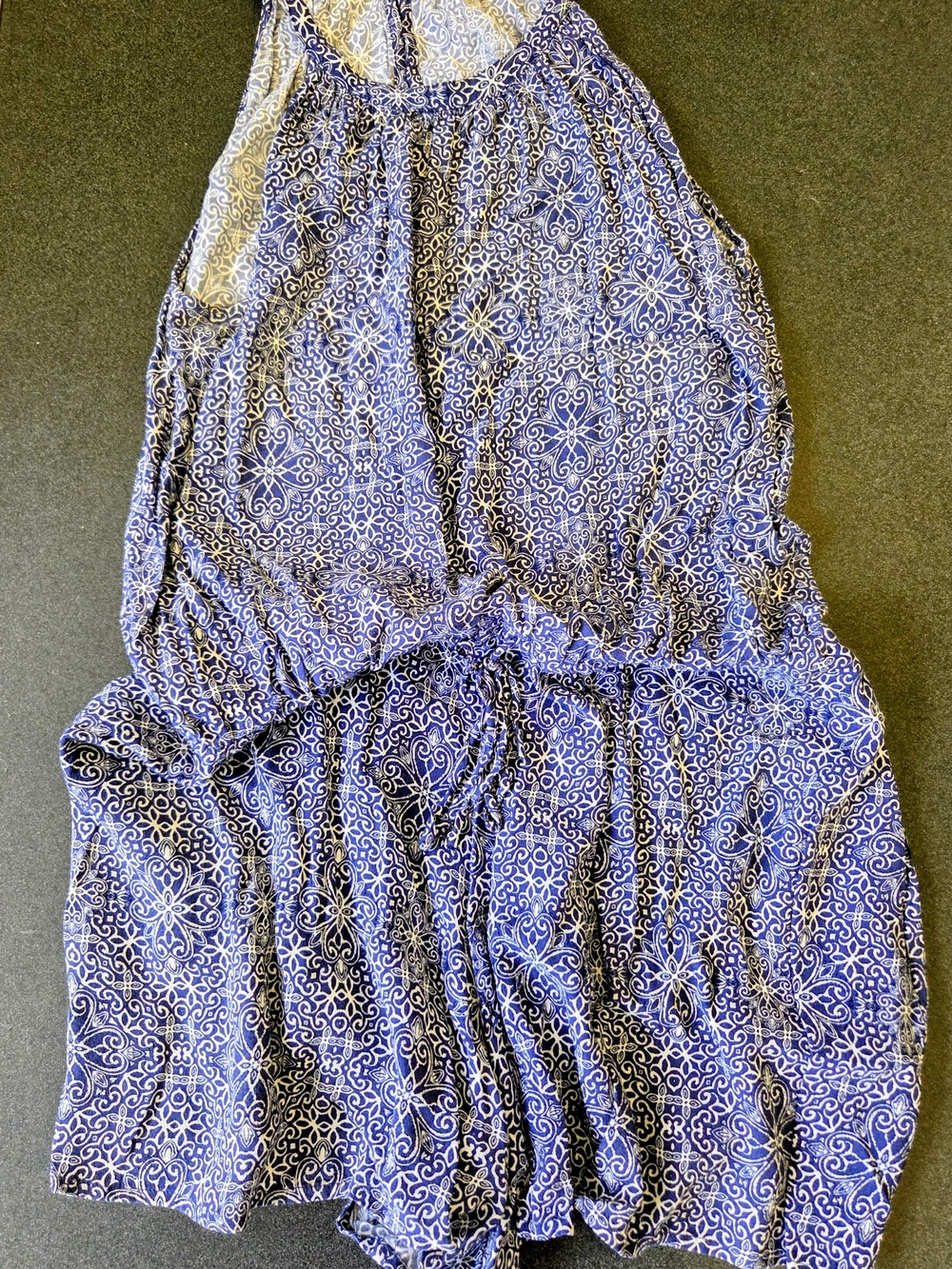 GAP Navy and White Scroll Print Romper.